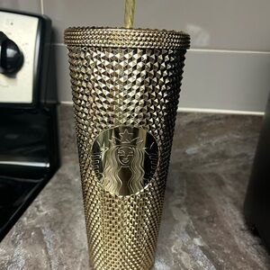 Starbucks Metallic Gold Studded Cup with Emblem